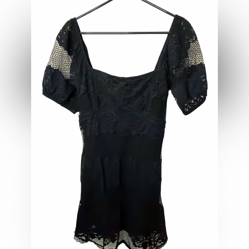 FREE PEOPLE Black Be Your Baby Lace Mini Dress